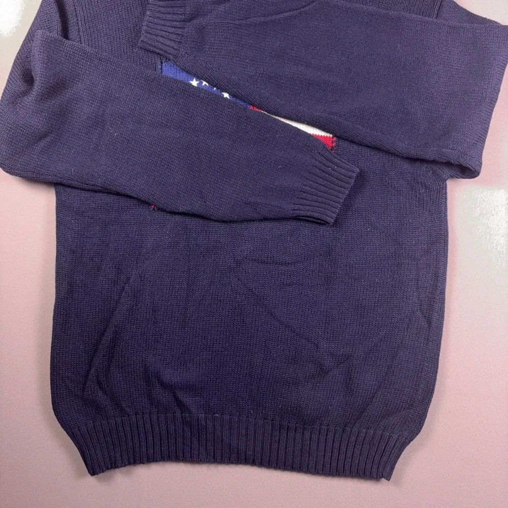 Nautica Mens XL Navy Blue Cotton Crewneck American Flag Graphic Sweater NWT